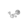 Piercing caminera 3 estrellas plateadas titanio