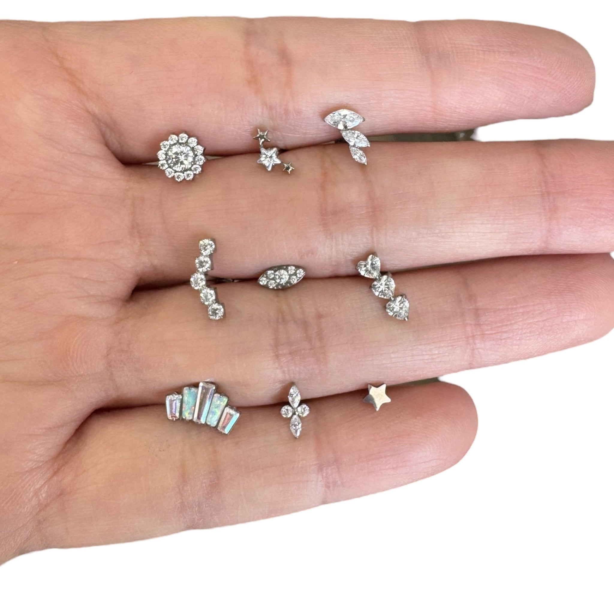 Piercing caminera de 5 plateada titanio