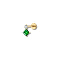 Piercing zirconia blanca y rombo verde
