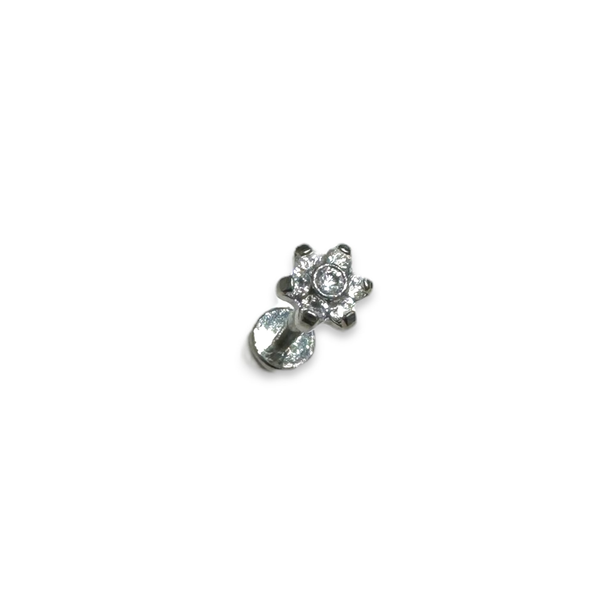 Piercing mini flor plateada titanio