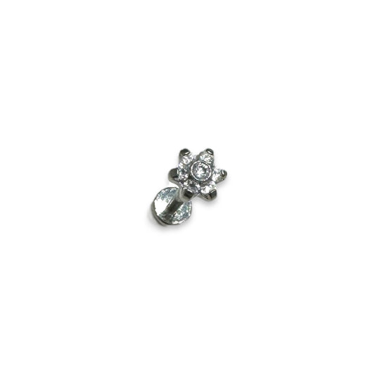 Piercing mini flor plateada titanio