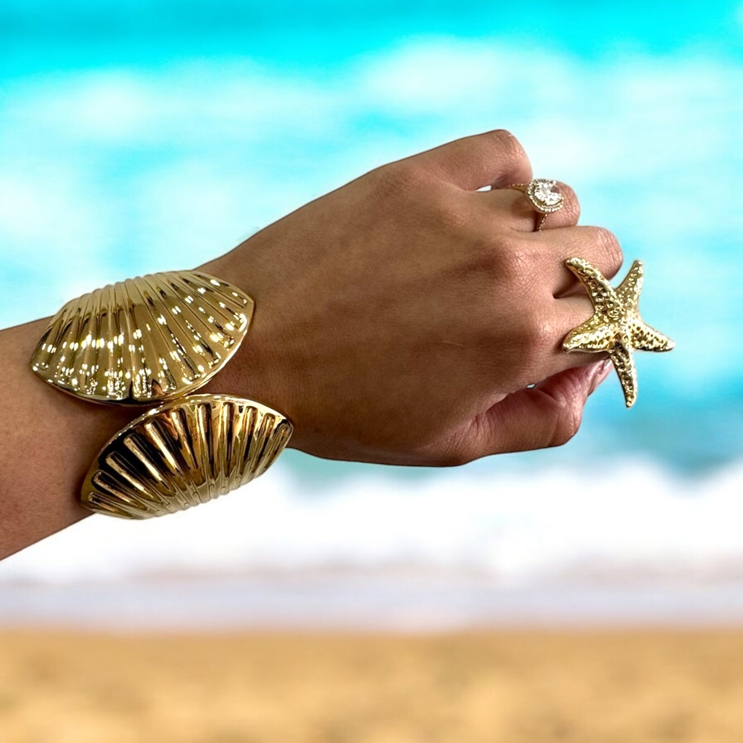 Shell statement bracelet