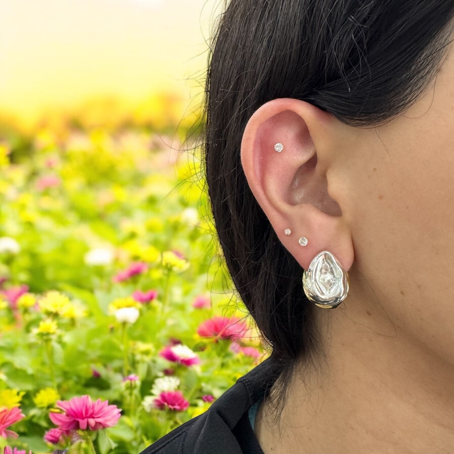 Golden and silver chunky studs