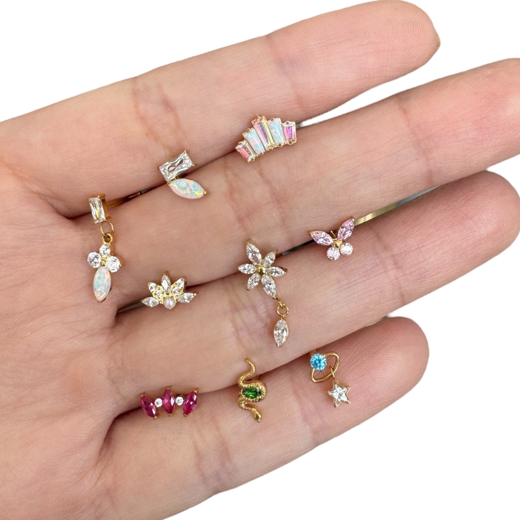 Piercing vibora verde titanio