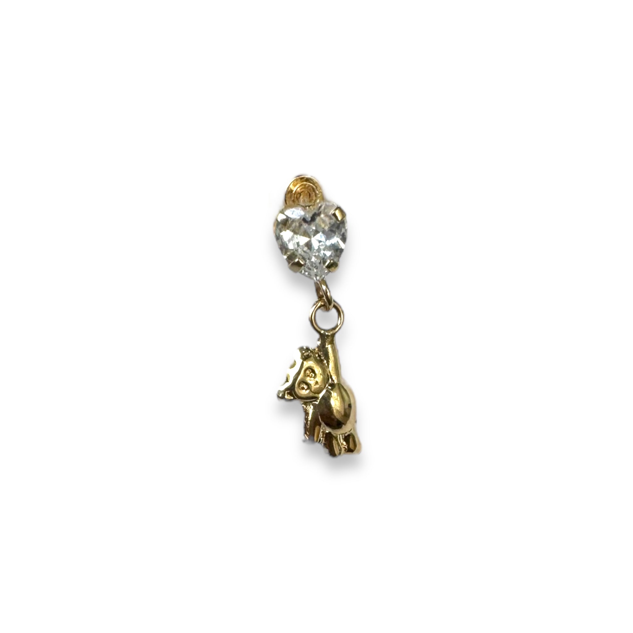Piercing corazon blanco y osito colgante oro