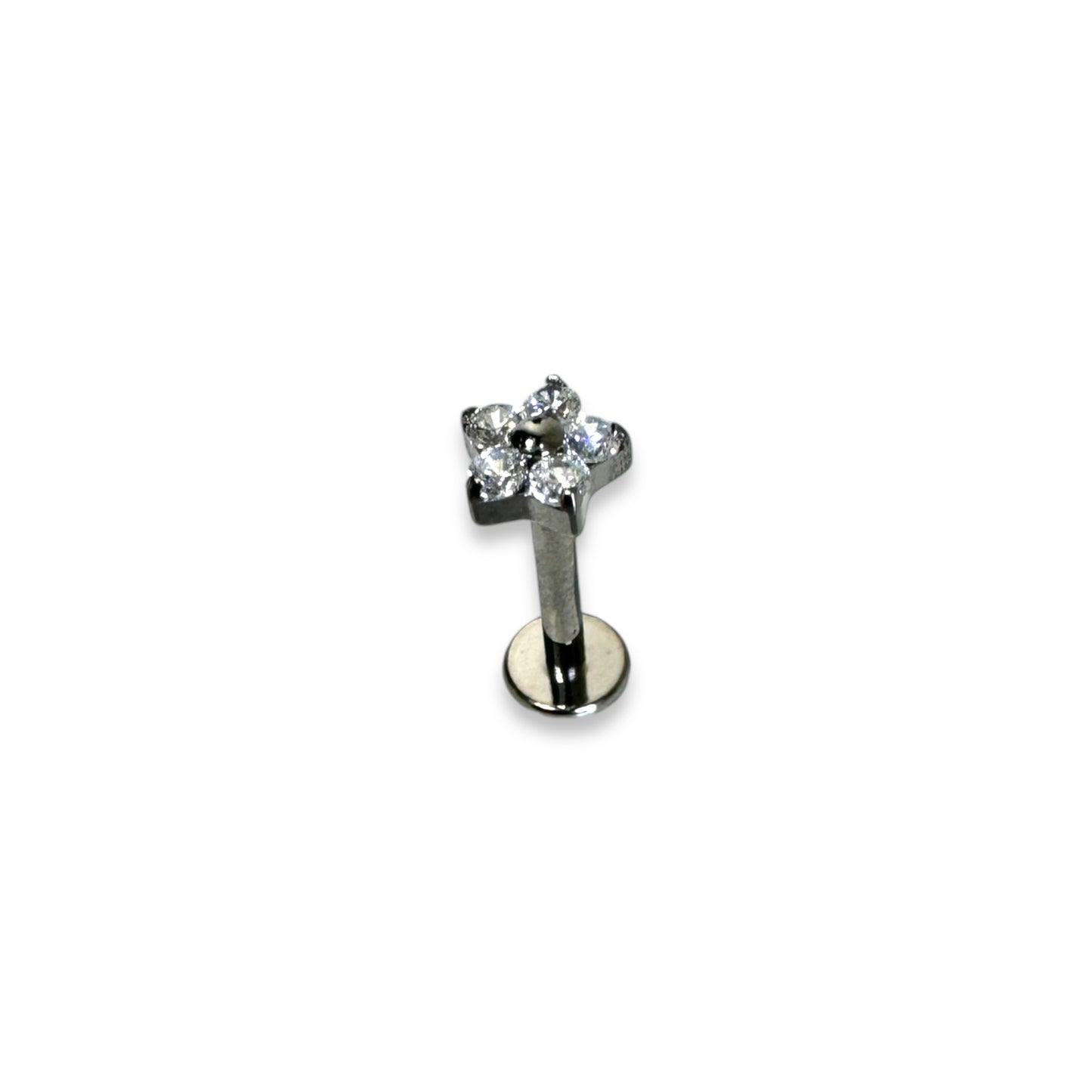 Piercing mini flor de 5 centro plateado titanio