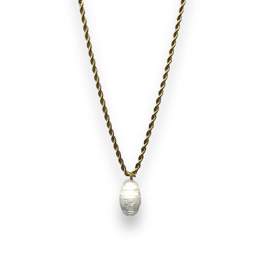 Collar perla barroca cadena gruesa