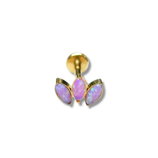Piercing corona de 3 opalo morado titanio