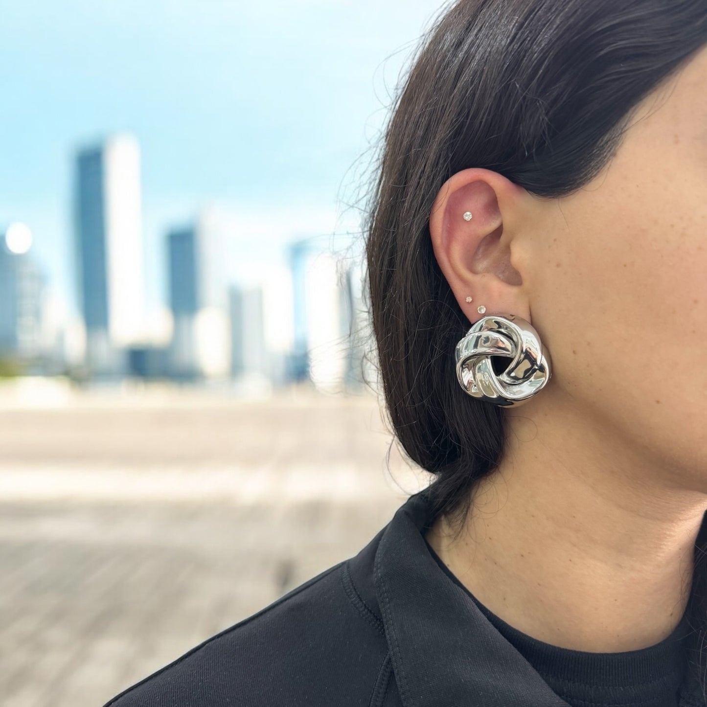 Silver knot earrings