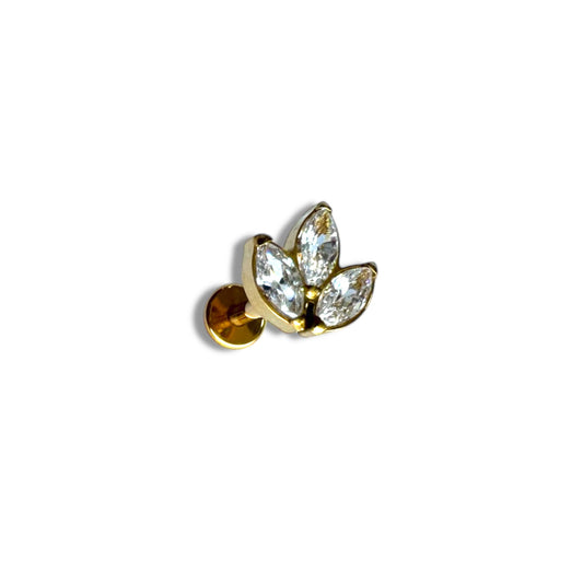Piercing corona de 3 alargada blanca titanio