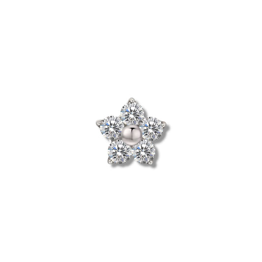 Piercing flor plateada titanio