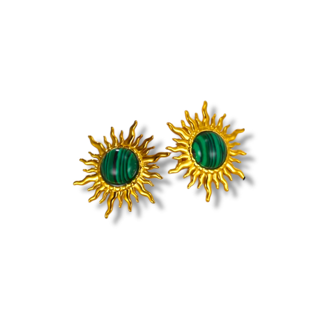 Green sun earrings