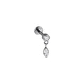 Piercing zirconia biselada y ovalo colgante plateado titanio