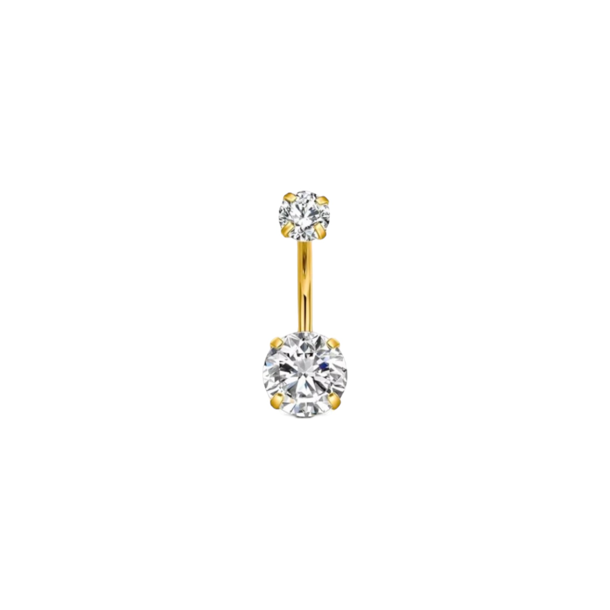 Piercing ombligo 2 zirconias titanio