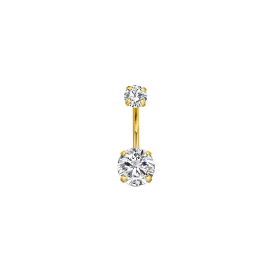 Piercing ombligo 2 zirconias titanio