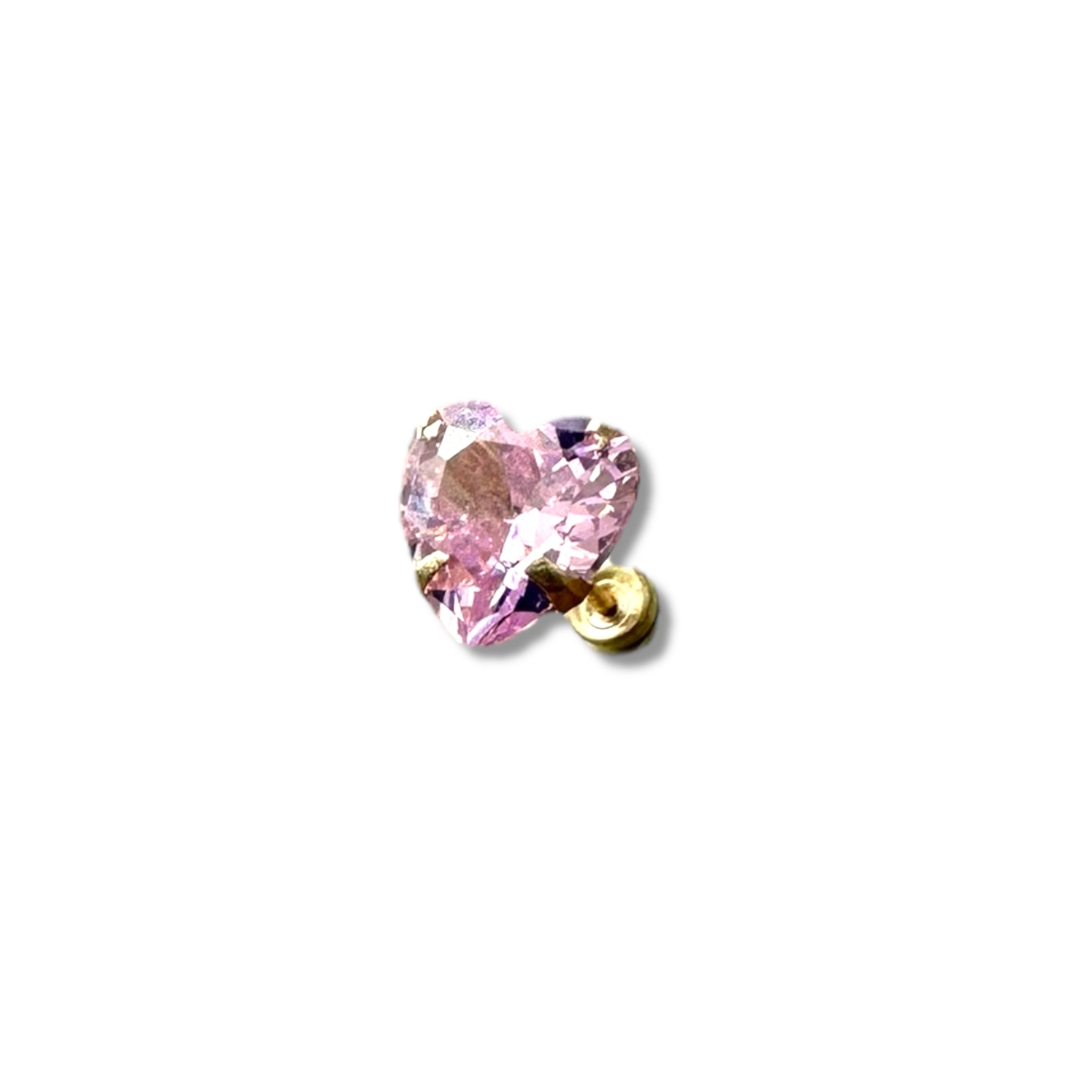 Piercing corazon zirconia rosa oro 10k