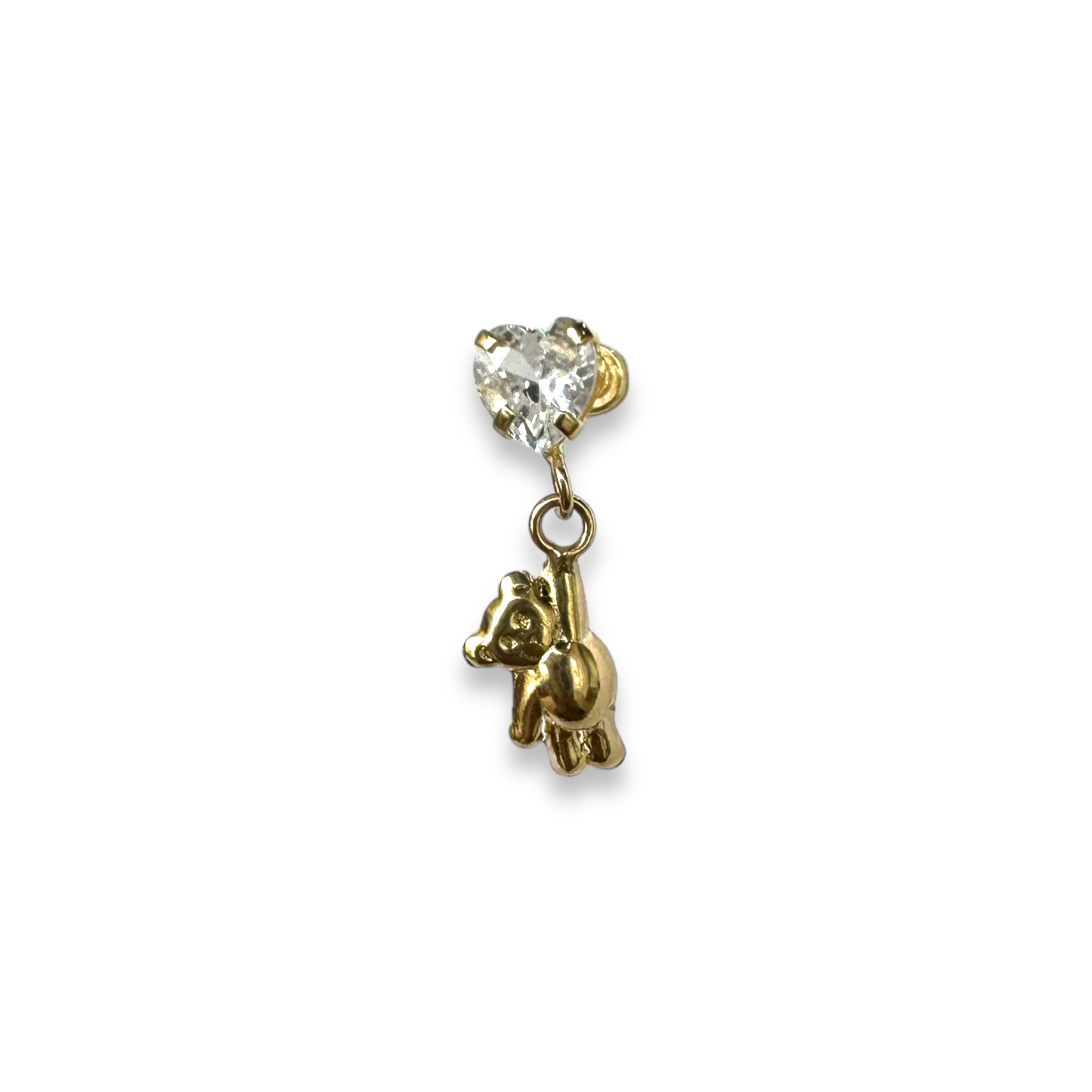 Piercing corazon blanco y osito colgante oro