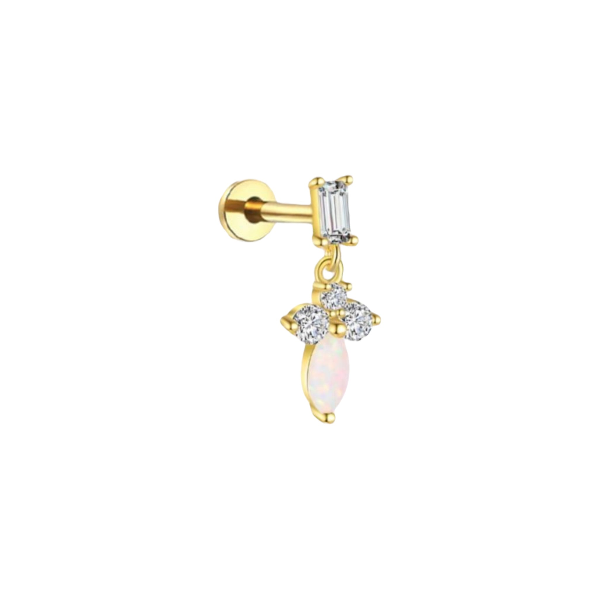 Piercing flor con opalo colgante titanio