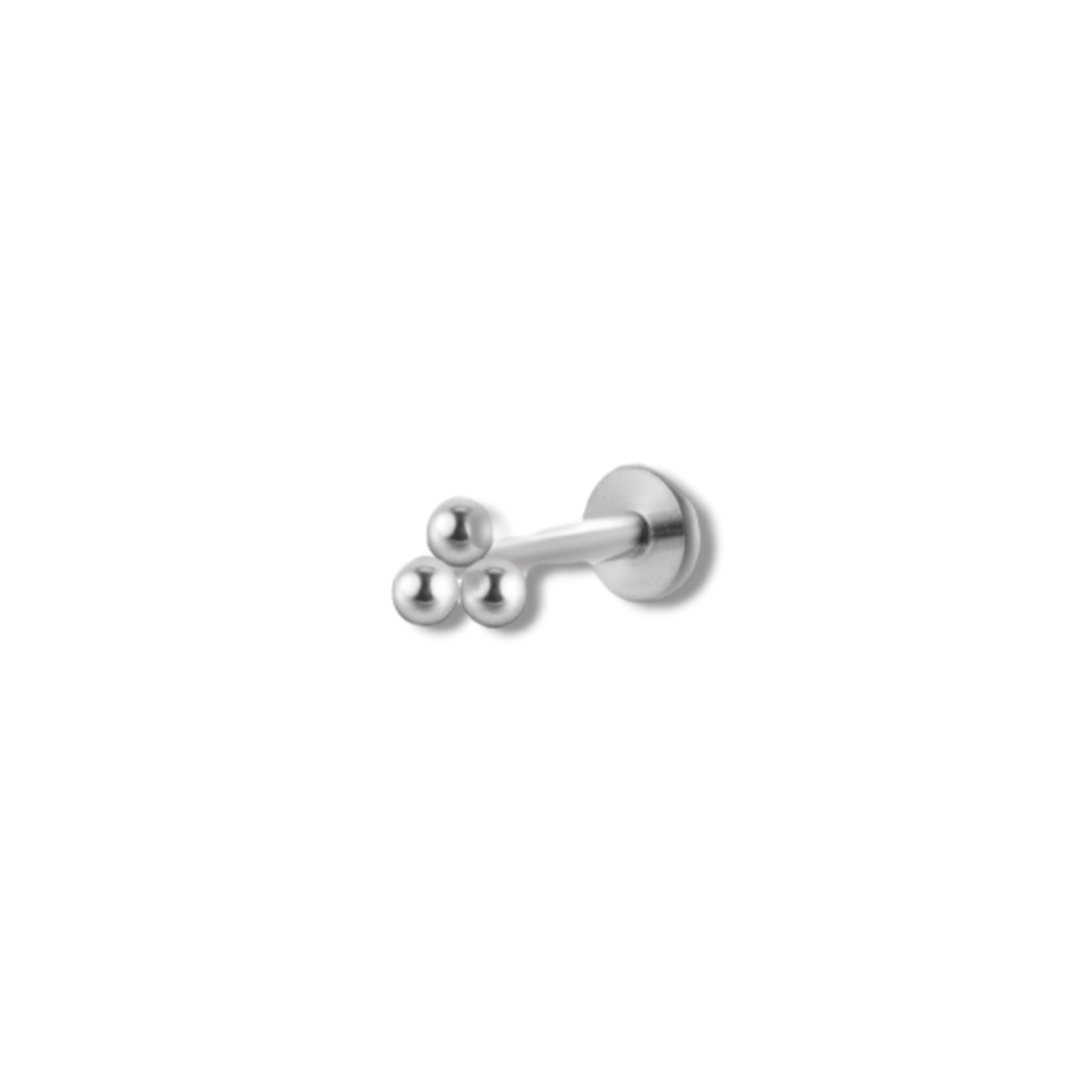 Piercing mini triangulo bolitas plateadas titanio