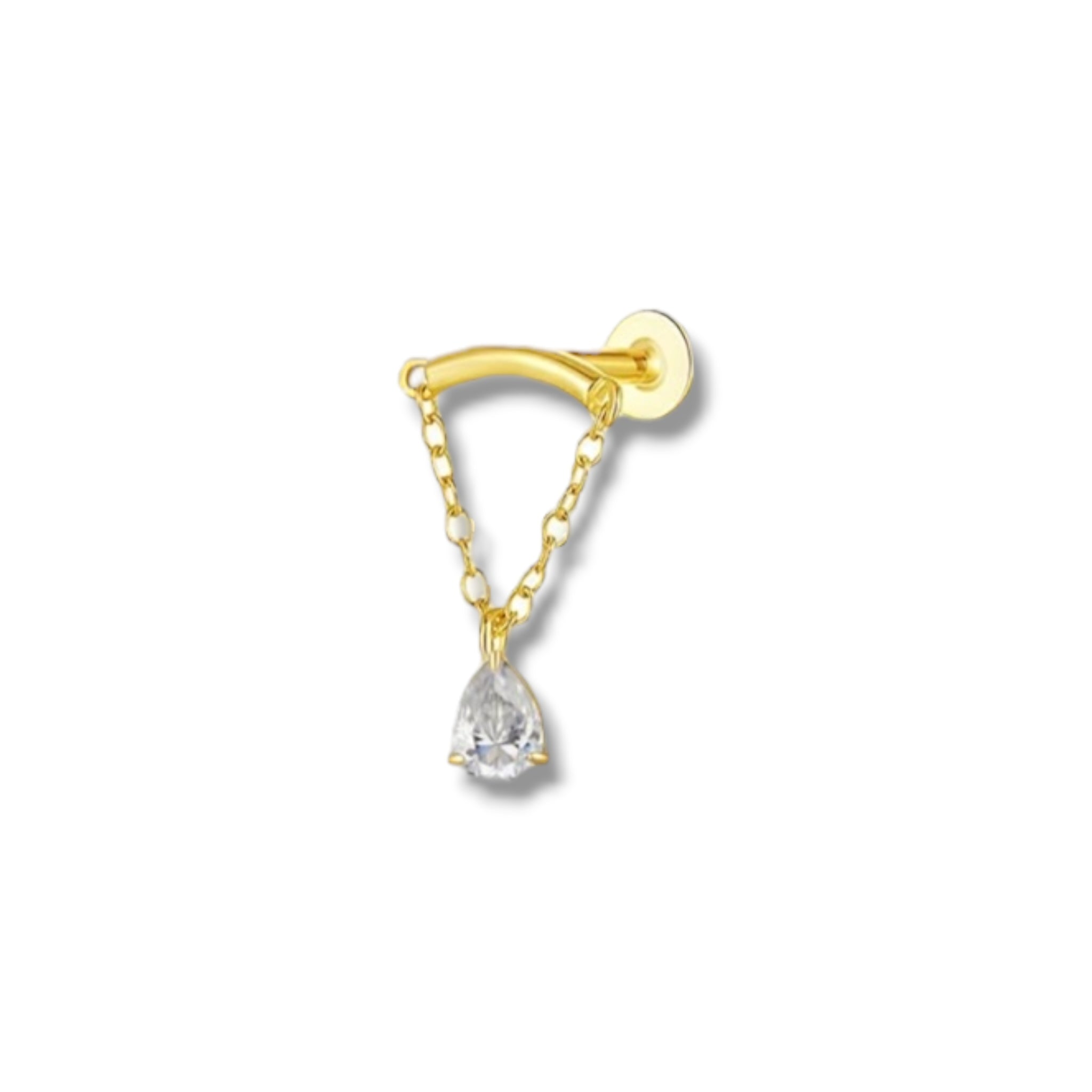 Piercing cadena con zirconia colgante titanio