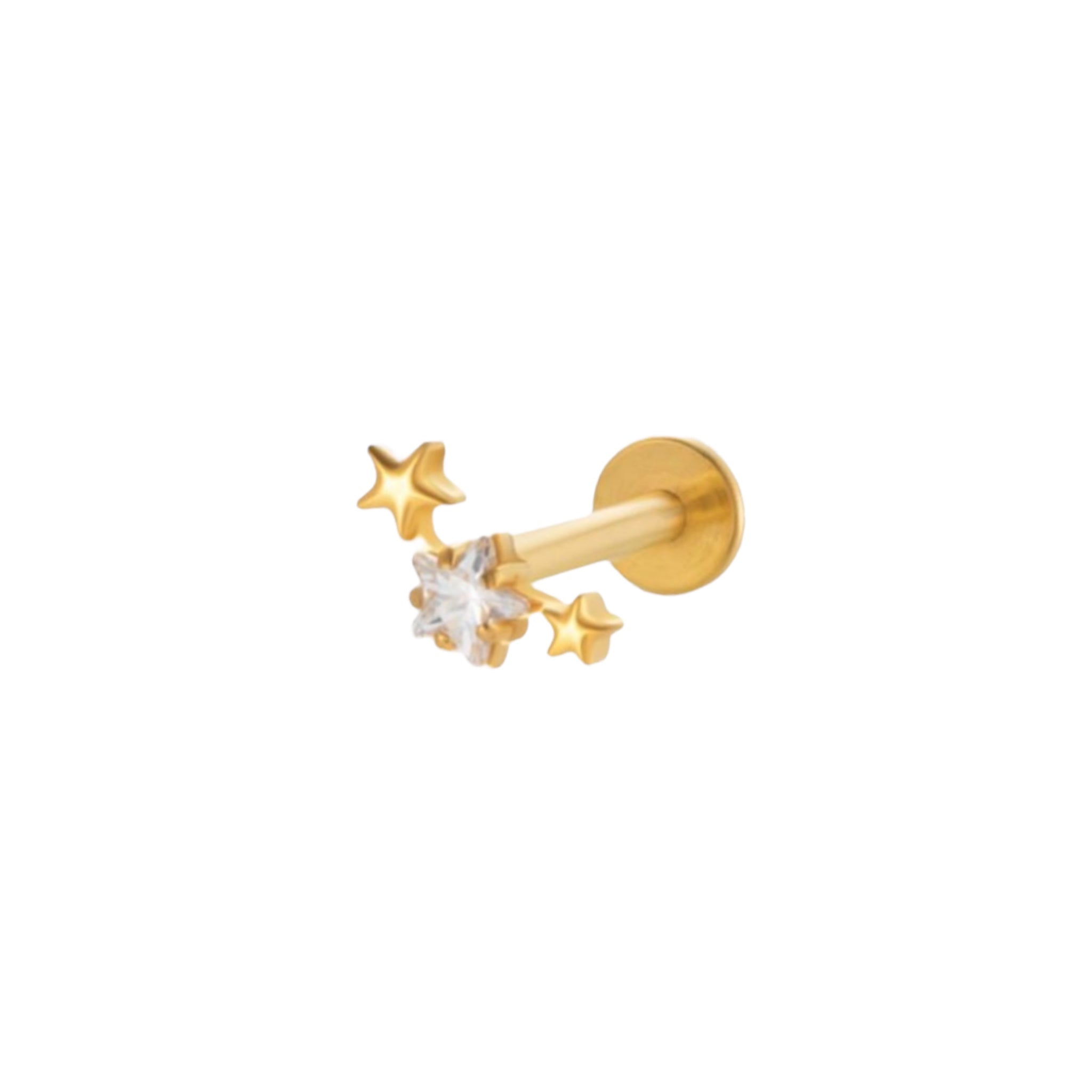 Piercing mini caminera 3 estellas titanio