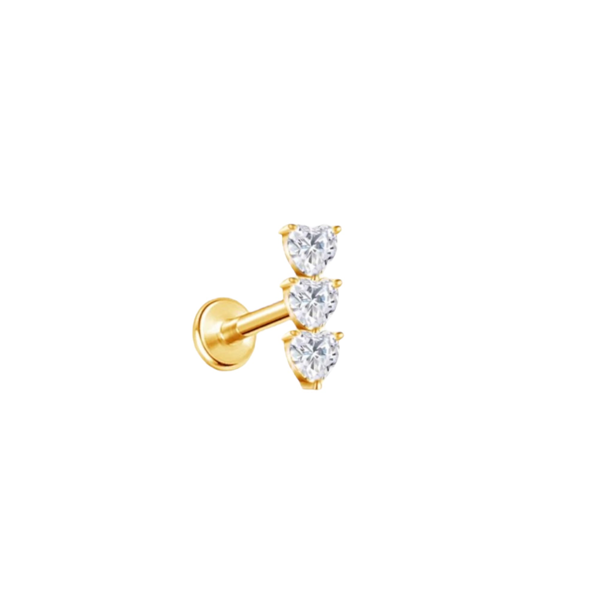 Piercing caminera 3 corazones titanio