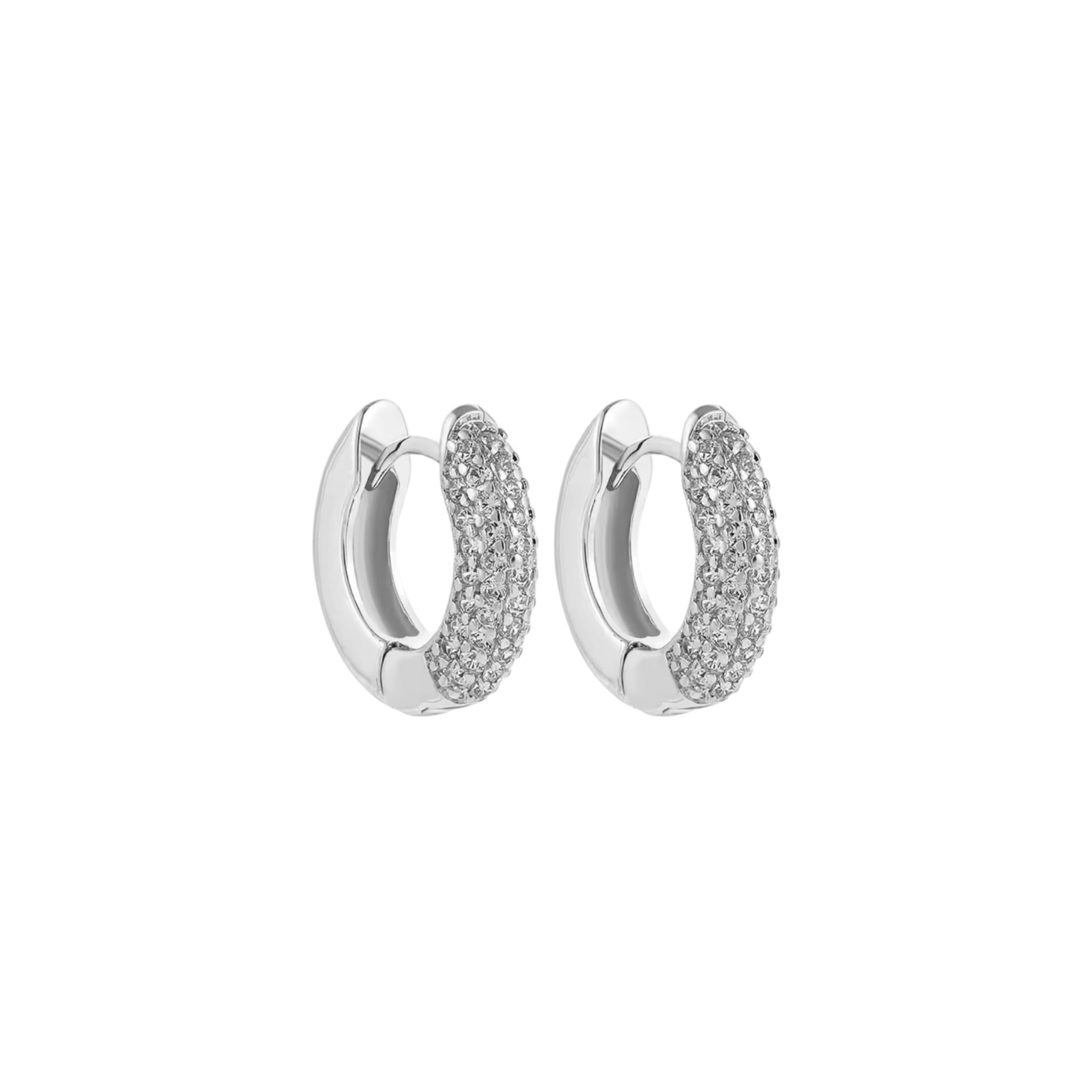 Silver pave hoops