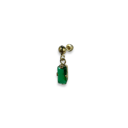 Piercing rectangulo verde colgante oro