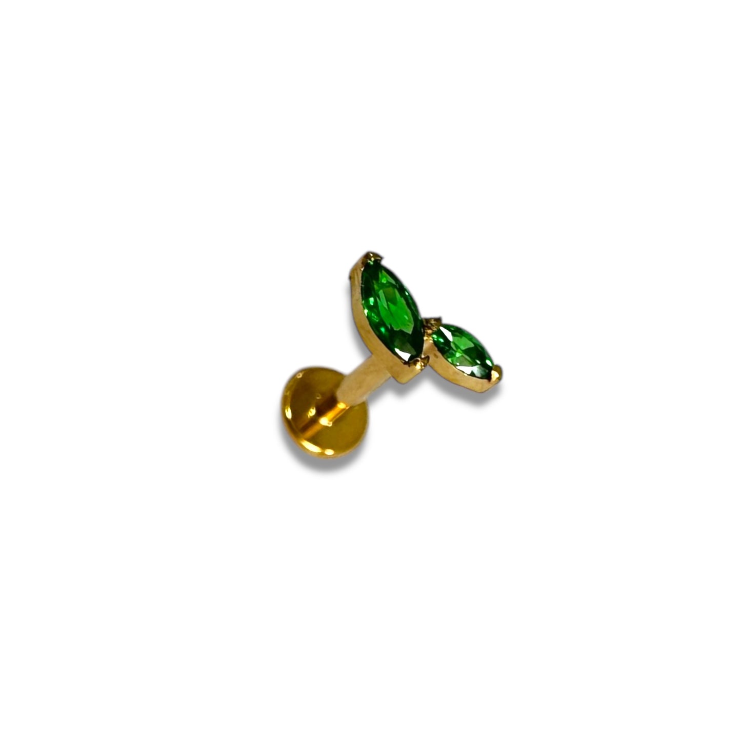 Piercing ovalos verdes titanio