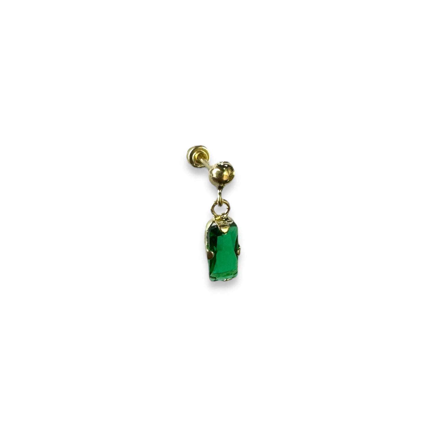 Piercing rectangulo verde colgante oro