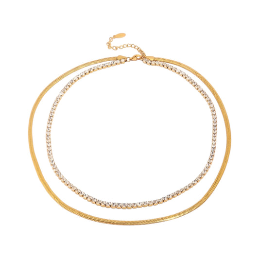 Double tennis and snake chain