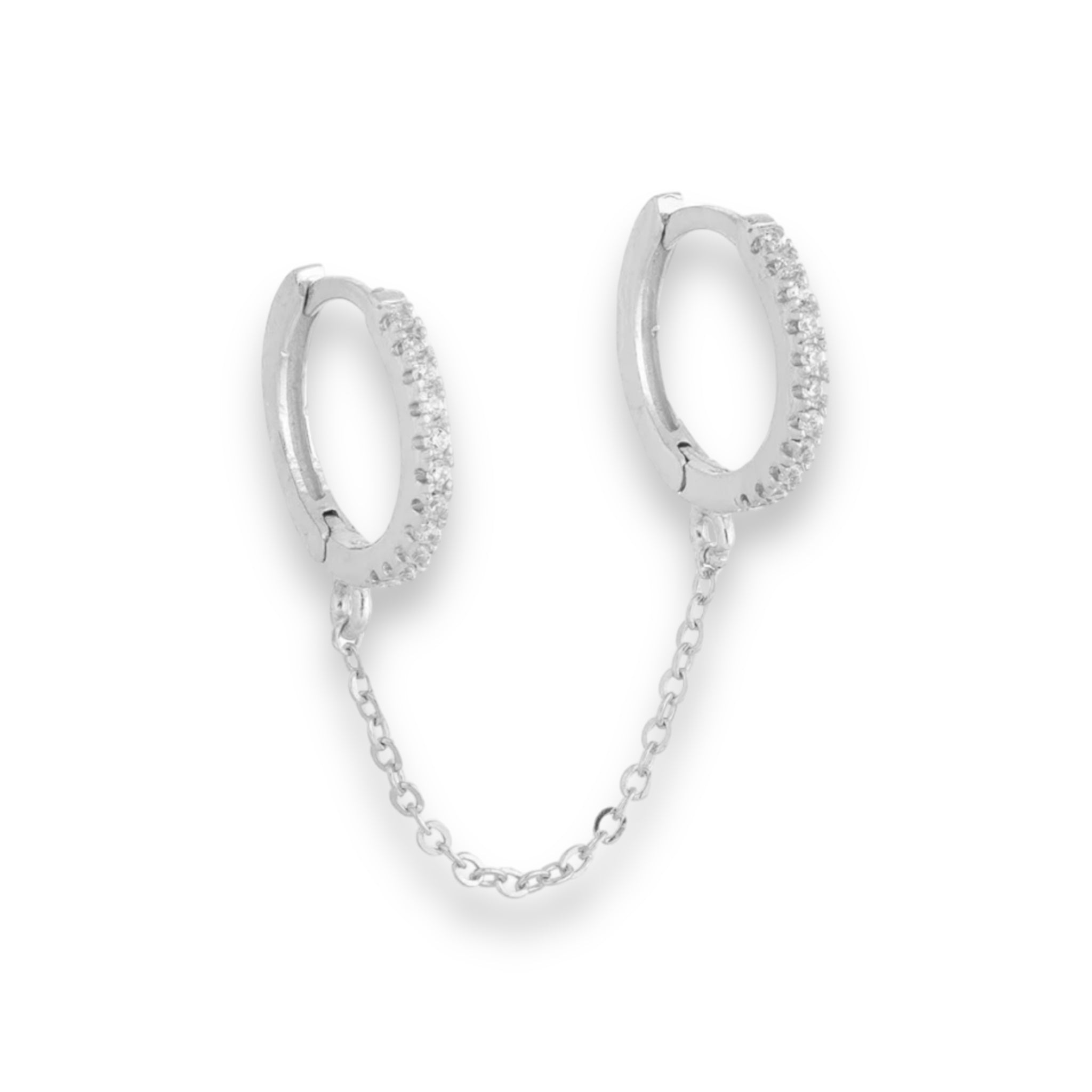 Doble hoop con cadena plateada