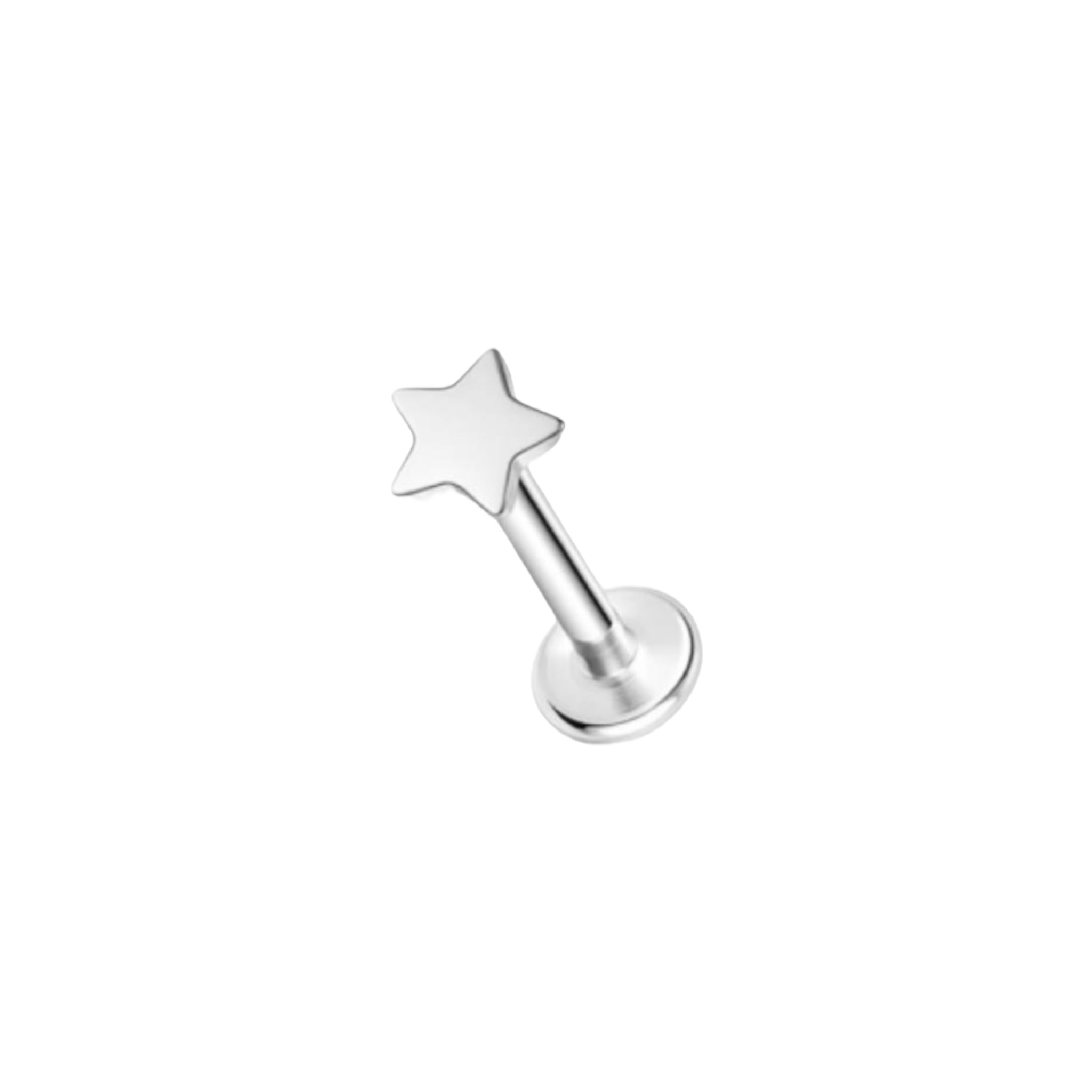 Piercing estrella plateada titanio