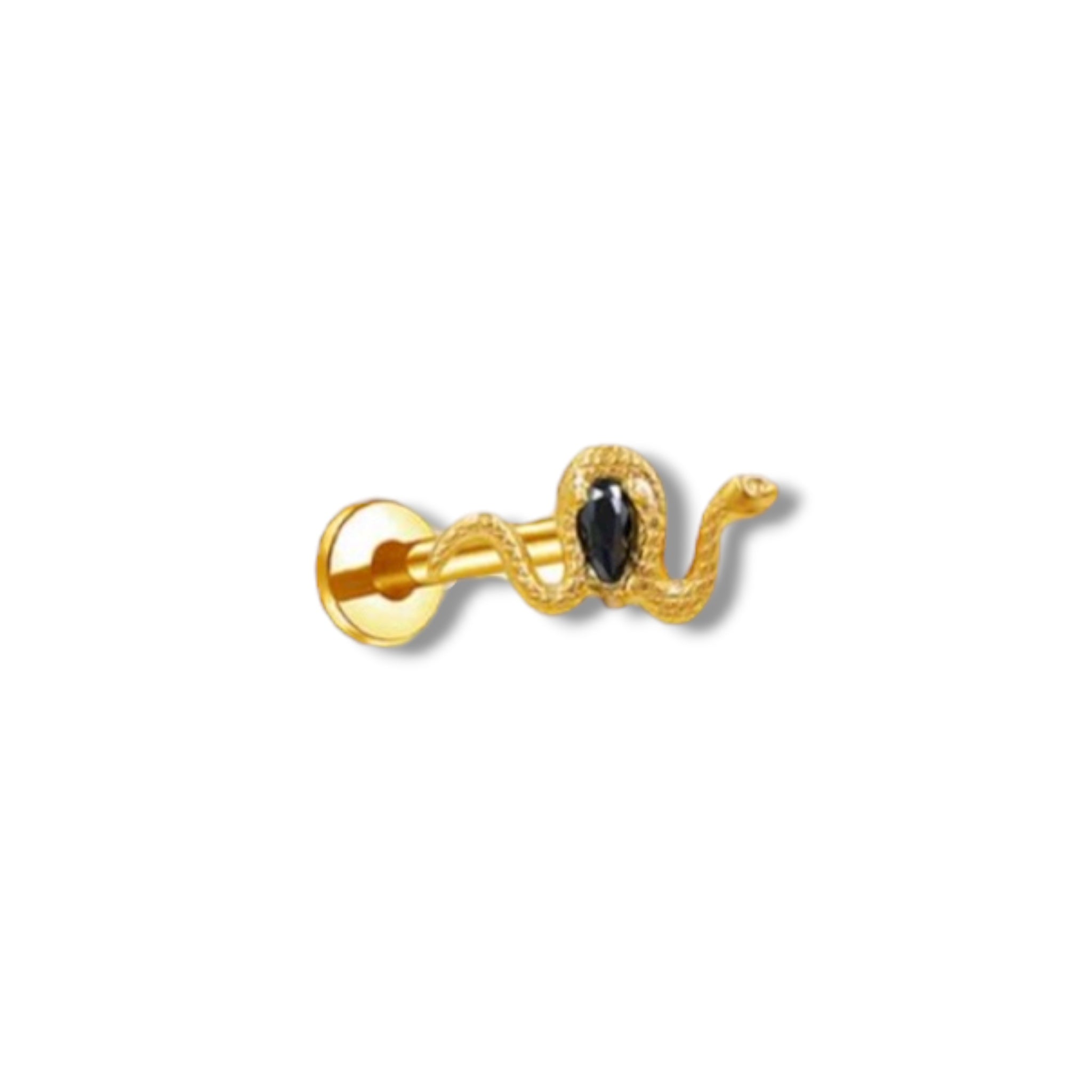 Piercing vibora rugosa con zirconia negra titanio