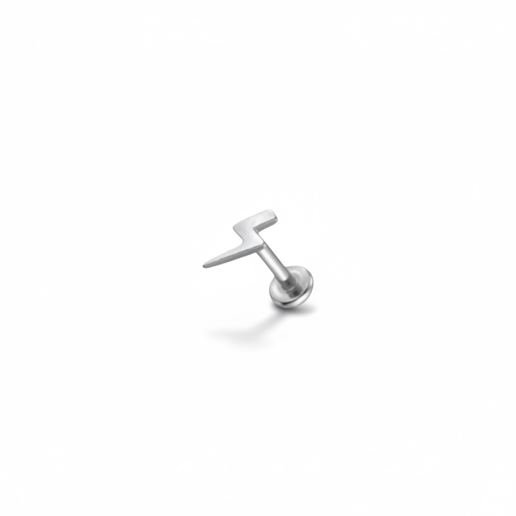 Piercing rayo liso plateado titanio