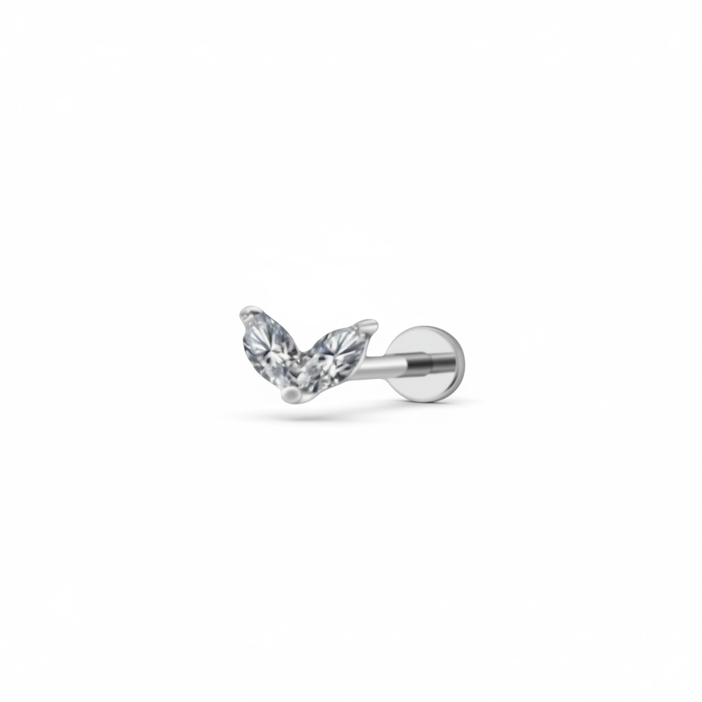 Piercing petalo plateado titanio