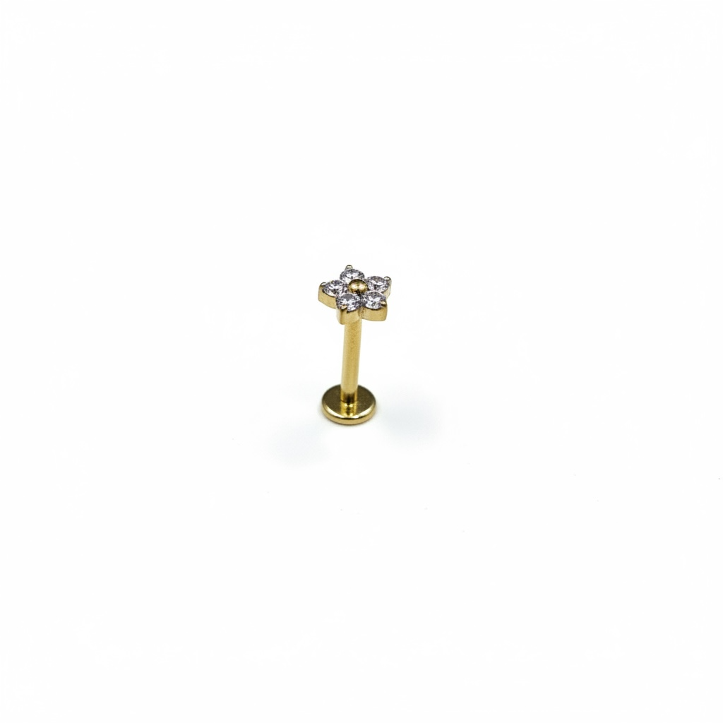 Piercing mini flor rosa 5 petalos titanio