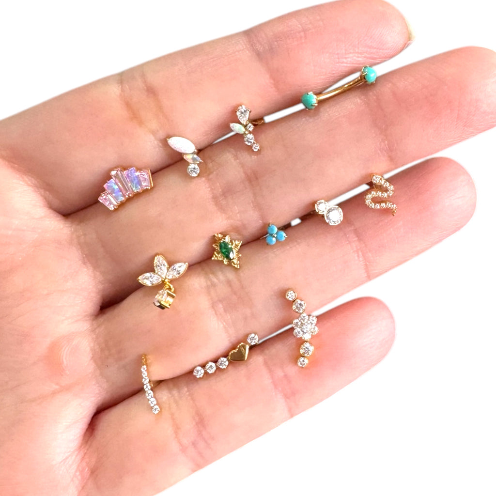 Piercing trebol turquesa rook