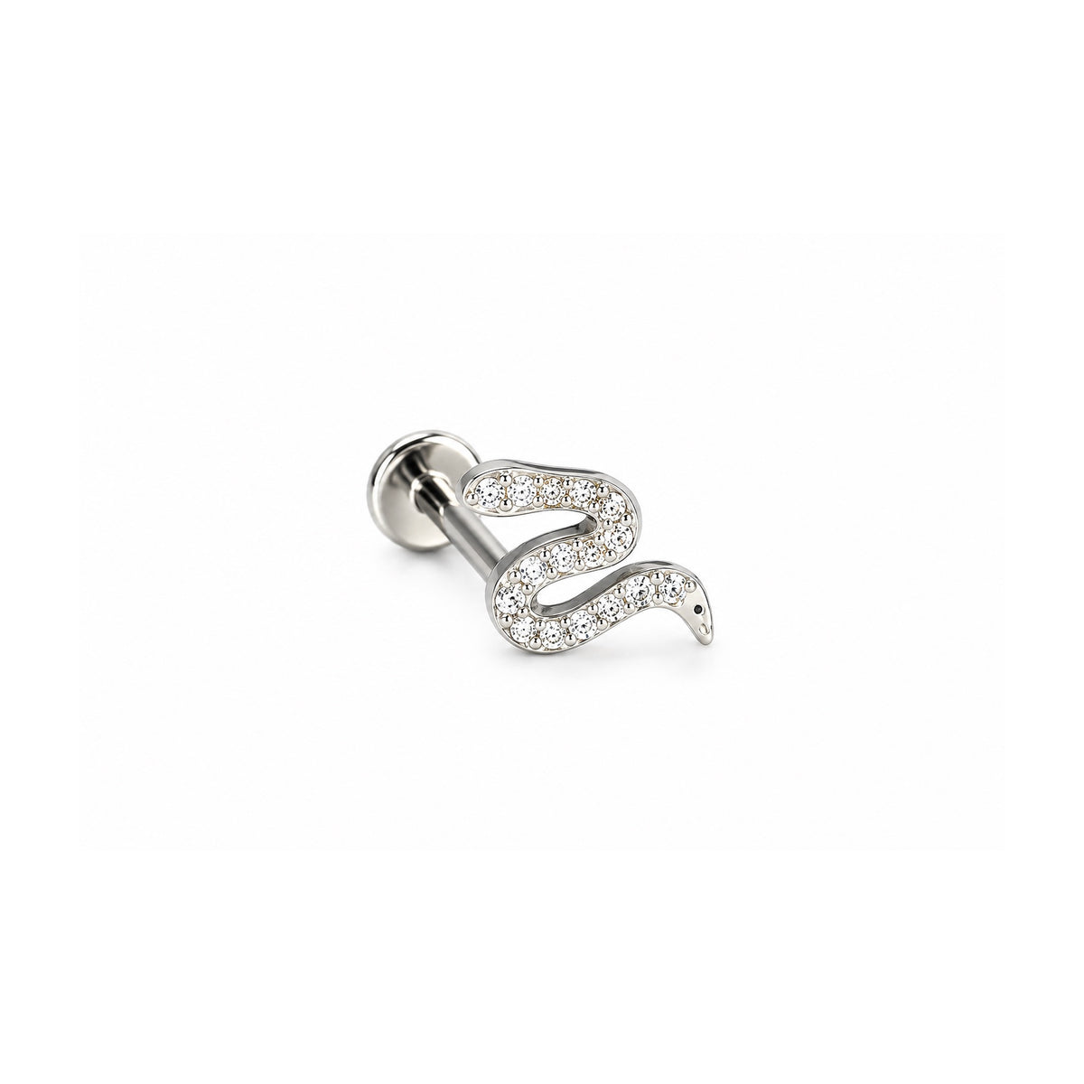 Piercing vibora zirconias plateada titanio