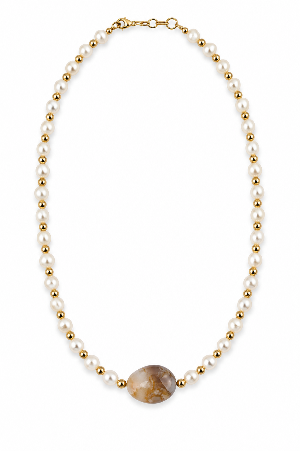 Collar de ágata y perla de río