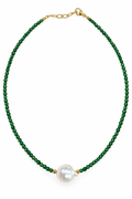 Collar perla barroca y piedras verde