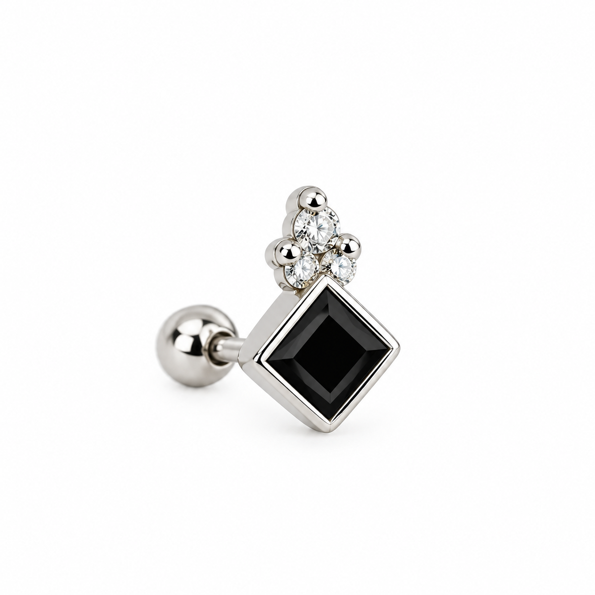 Piercing rombo negro plateado