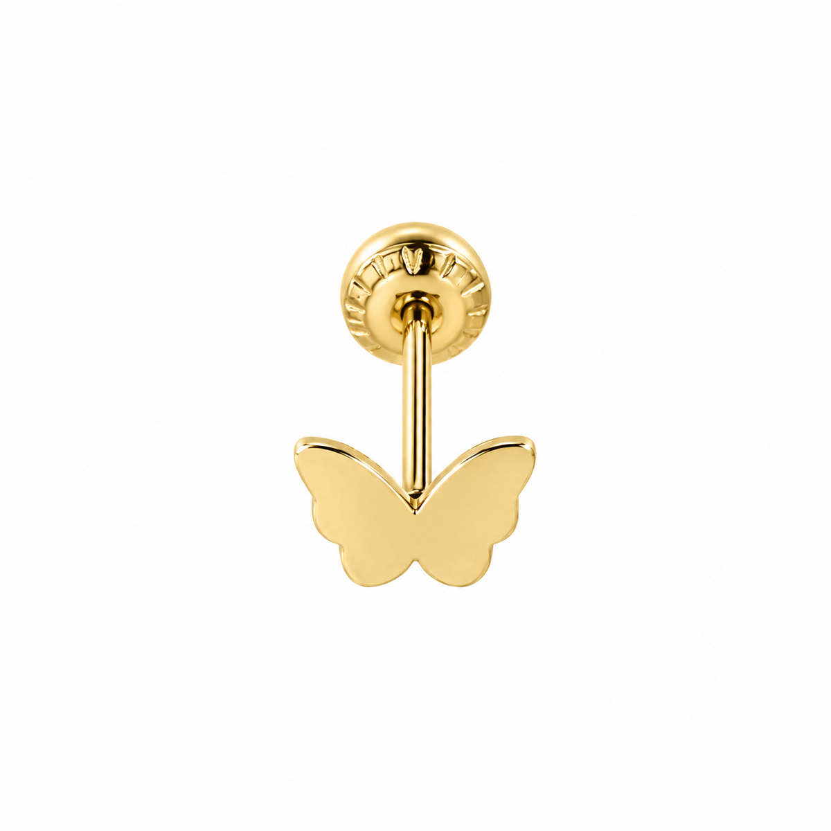 Piercing mini mariposa lisa oro 10k ,