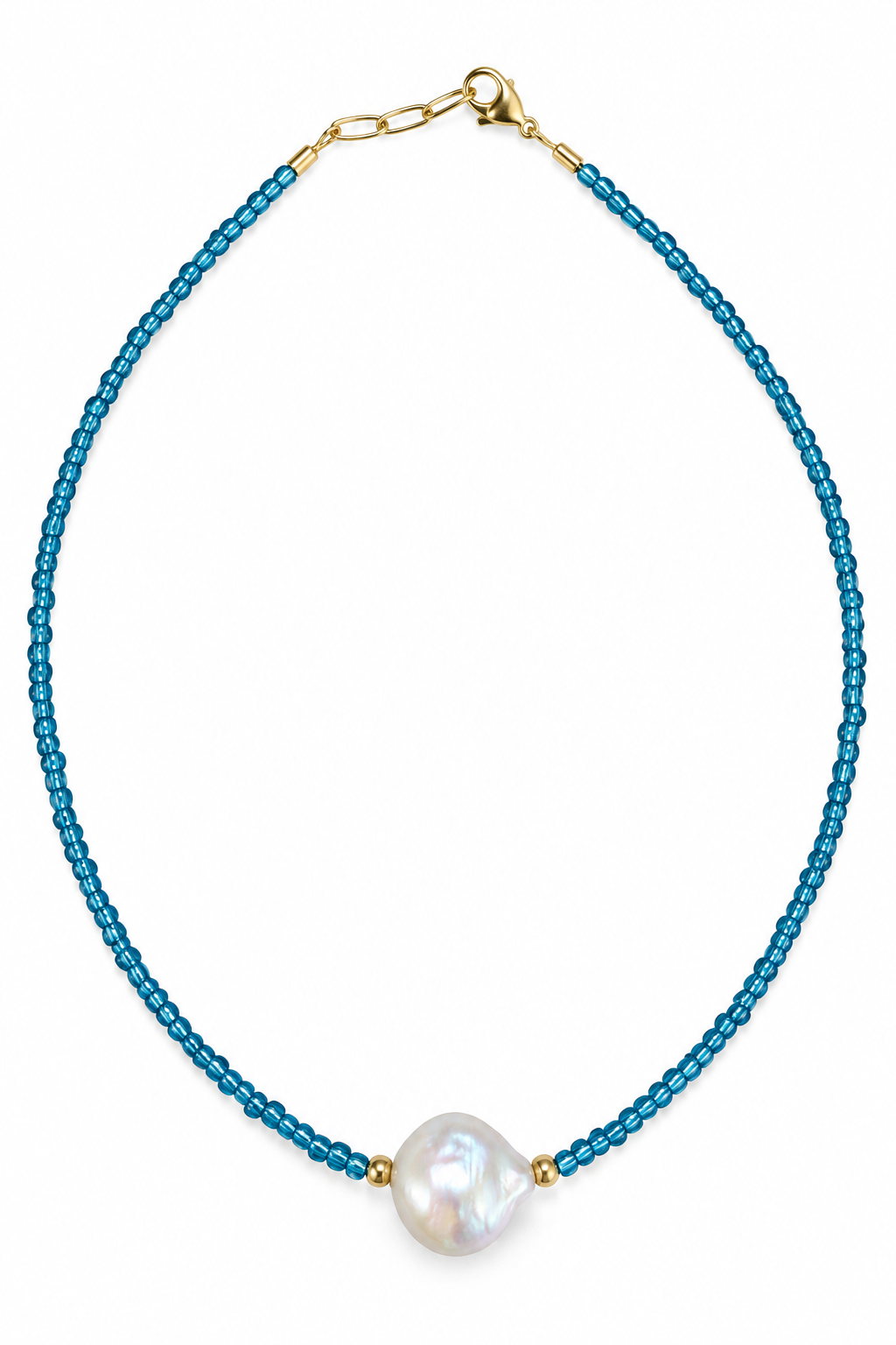 Collar perla barroca celeste