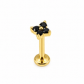 Piercing mini flor negra 4 petalos titanio