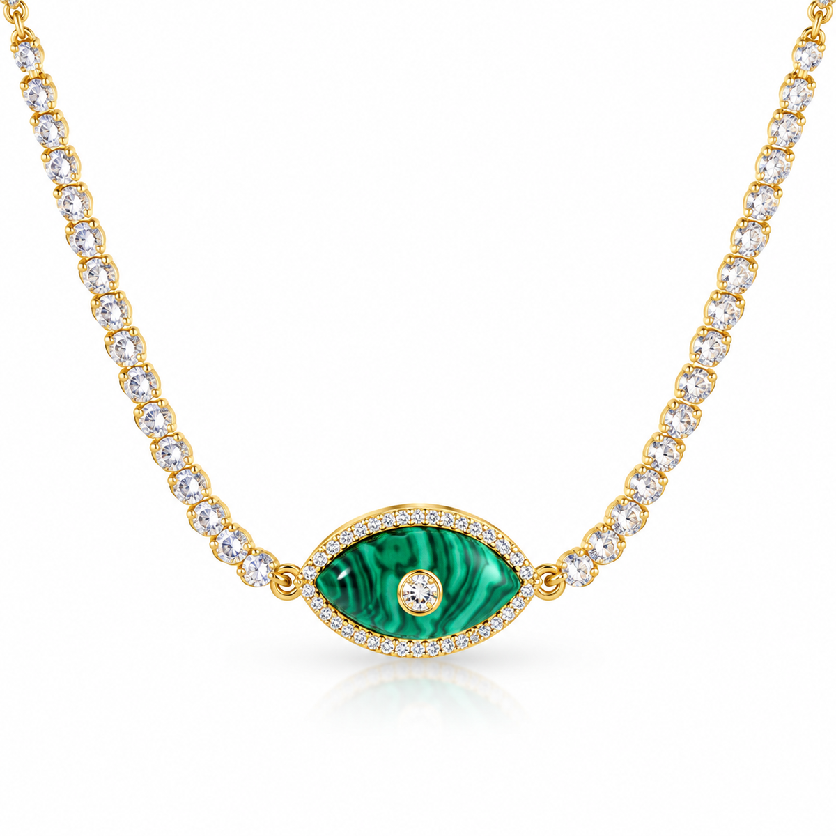 Green evil eye necklace