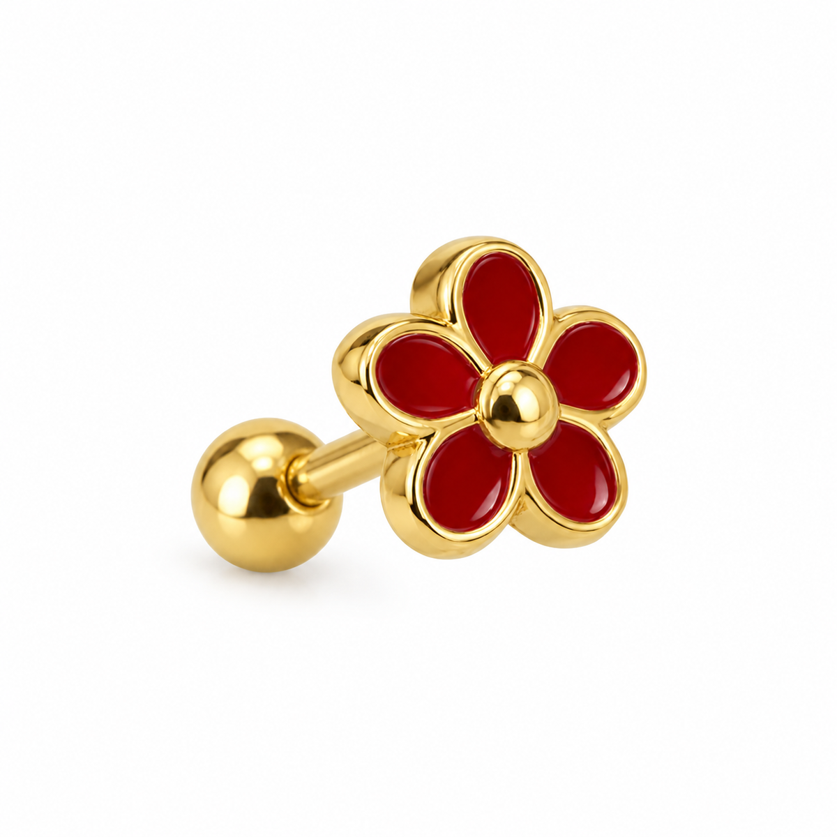 Piercing flor roja oro 10k
