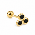 Piercing trebol negro biselado