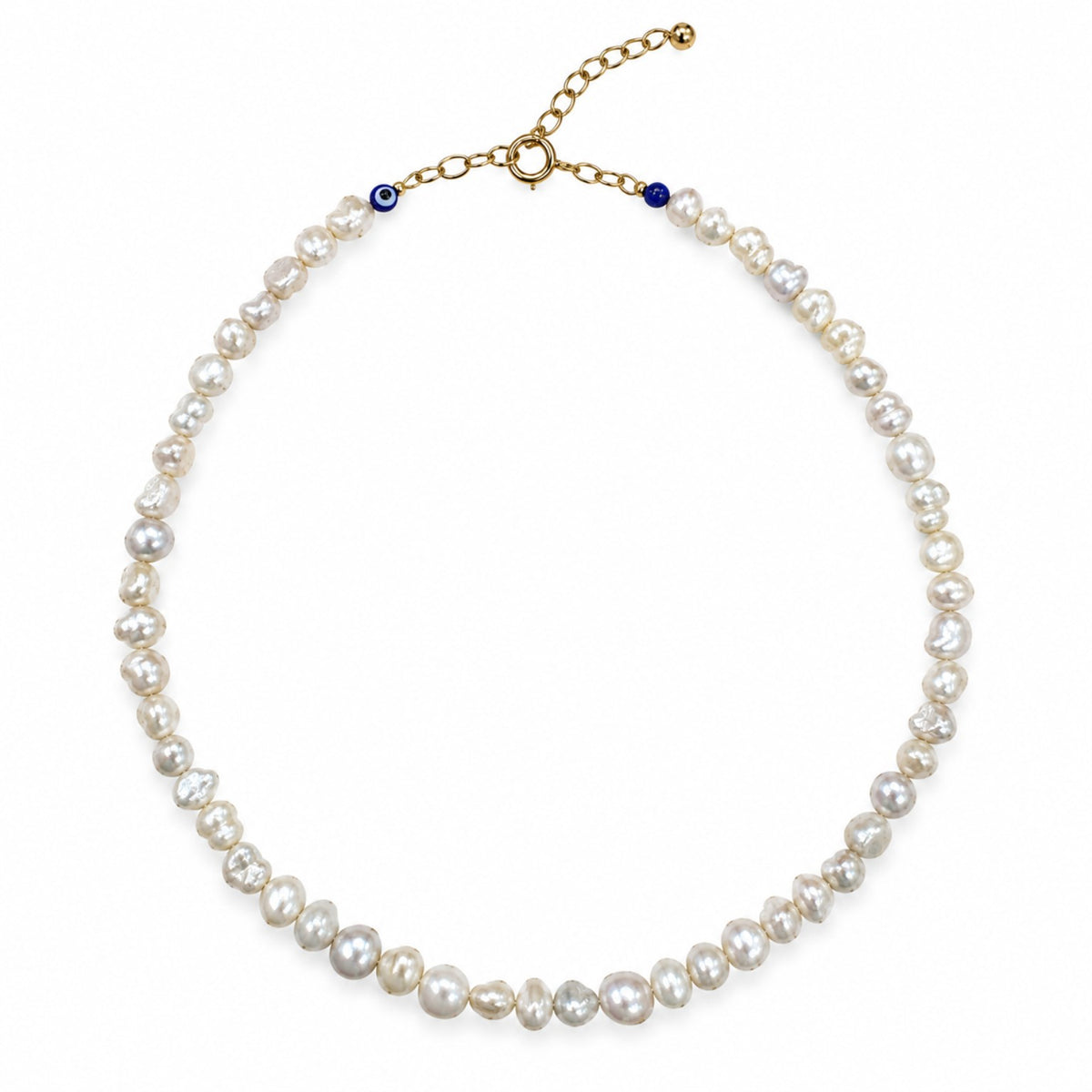 Collar perlas de rio y ojito azul