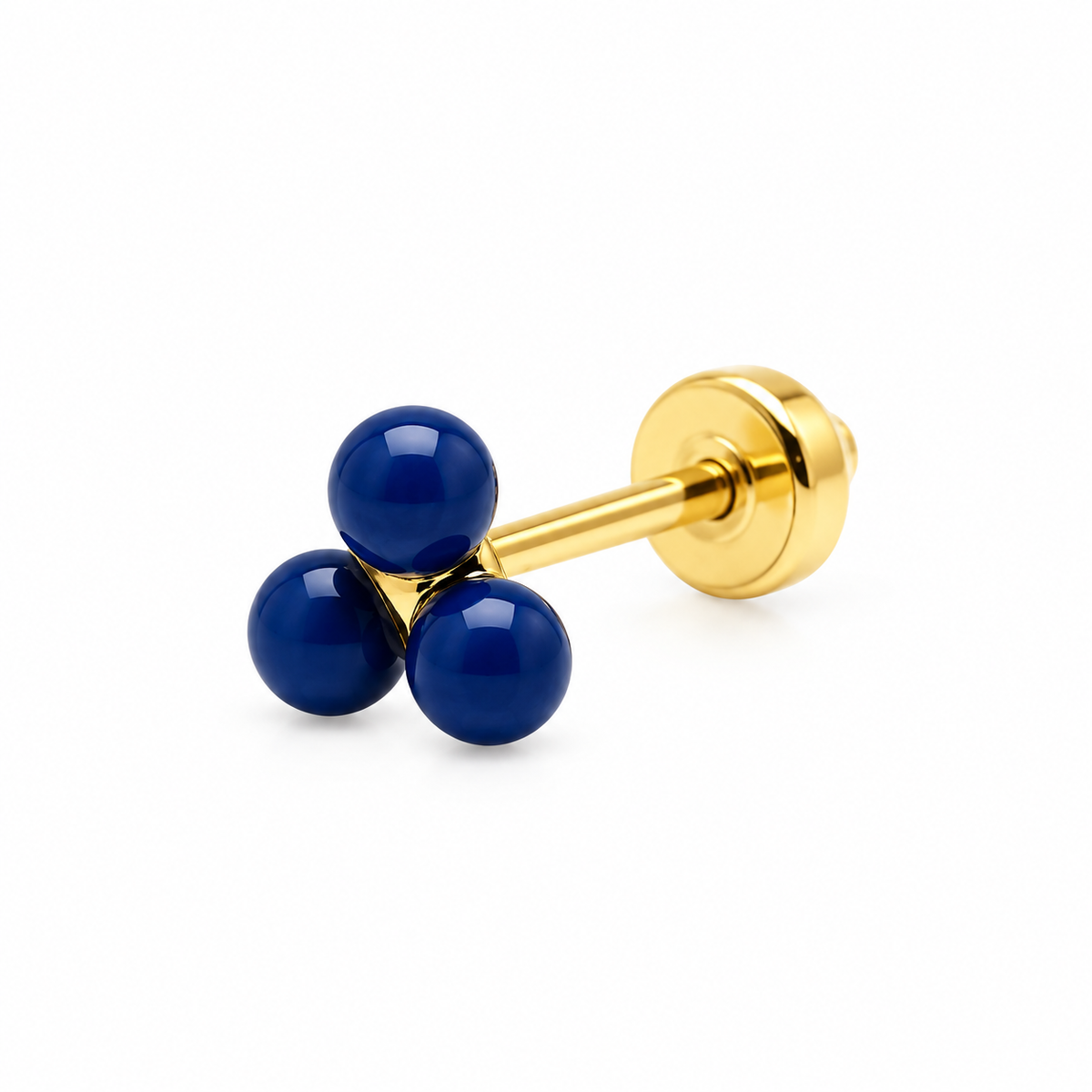 Piercing mini triangulo azul oro 10k